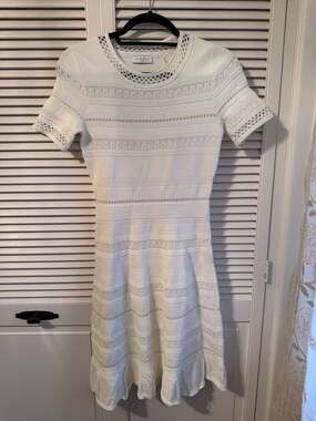 Sandro Kady Eyelet-Detail Pointelle Knit Ruffle Hem Mini Dress